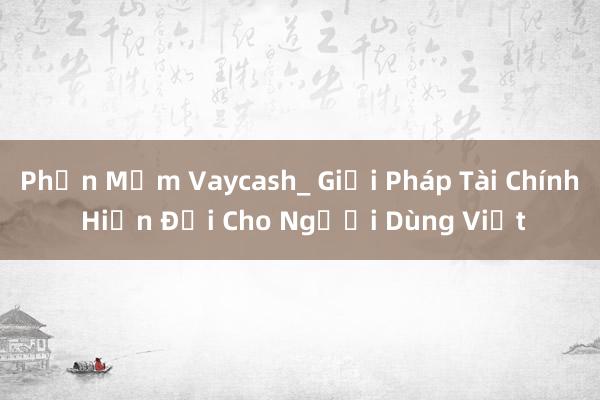 Phần Mềm Vaycash_ Giải Pháp Tài Chính Hiện Đại Cho Người Dùng Việt