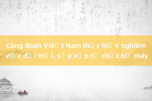 Công đoàn Việt Nam thực hiện nghiêm việc đổi mới， sắp xếp tổ chức bộ máy