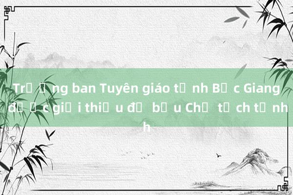 Trưởng ban Tuyên giáo tỉnh Bắc Giang được giới thiệu để bầu Chủ tịch tỉnh